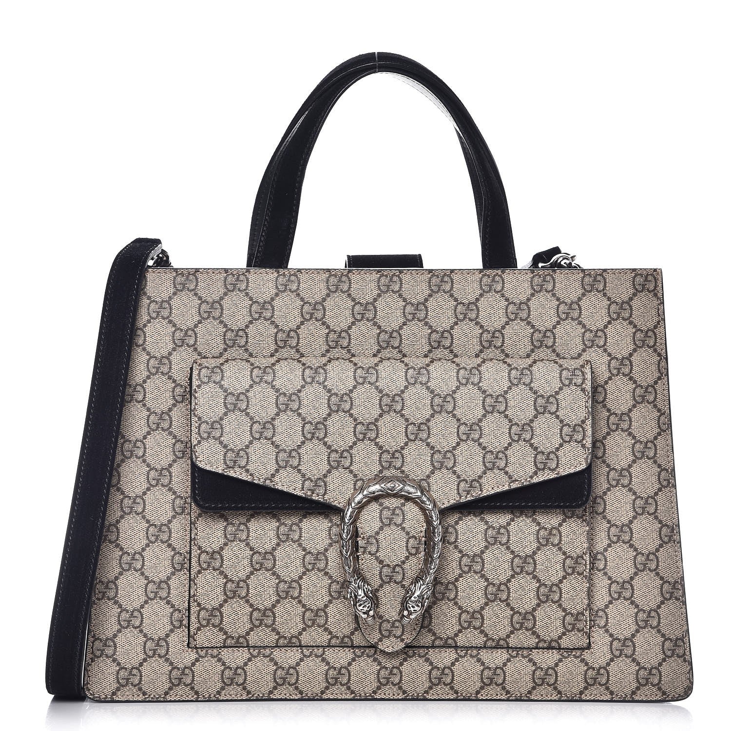 Gucci GG Supreme Monogram Dionysus Tote Beige Black 1 of 9