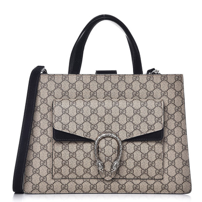 Gucci GG Supreme Monogram Dionysus Tote Beige Black 1 of 9