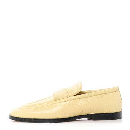 Bottega Veneta Calfskin Alligator Embossed Loafers 36.5 Butter 1 of 10