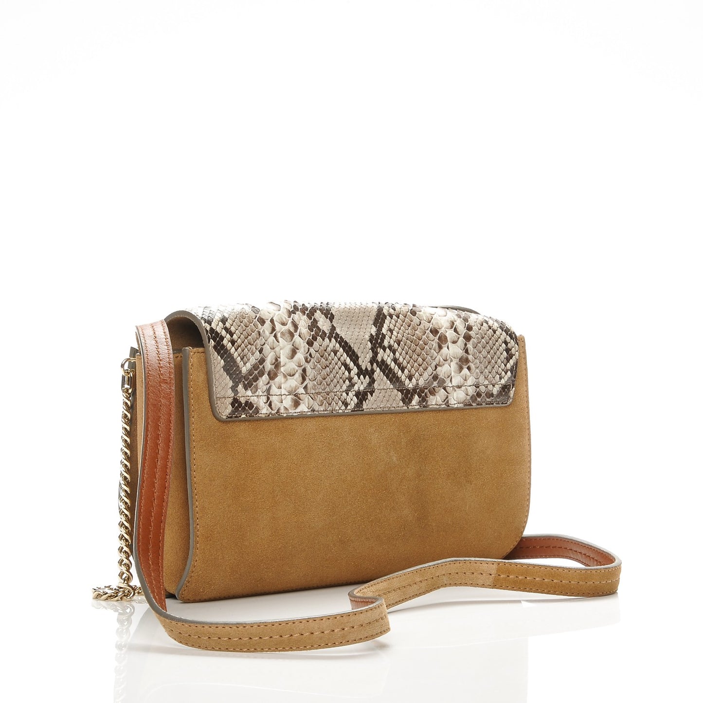 Suede Python Calfskin Small Faye Shoulder Bag Desert Beige