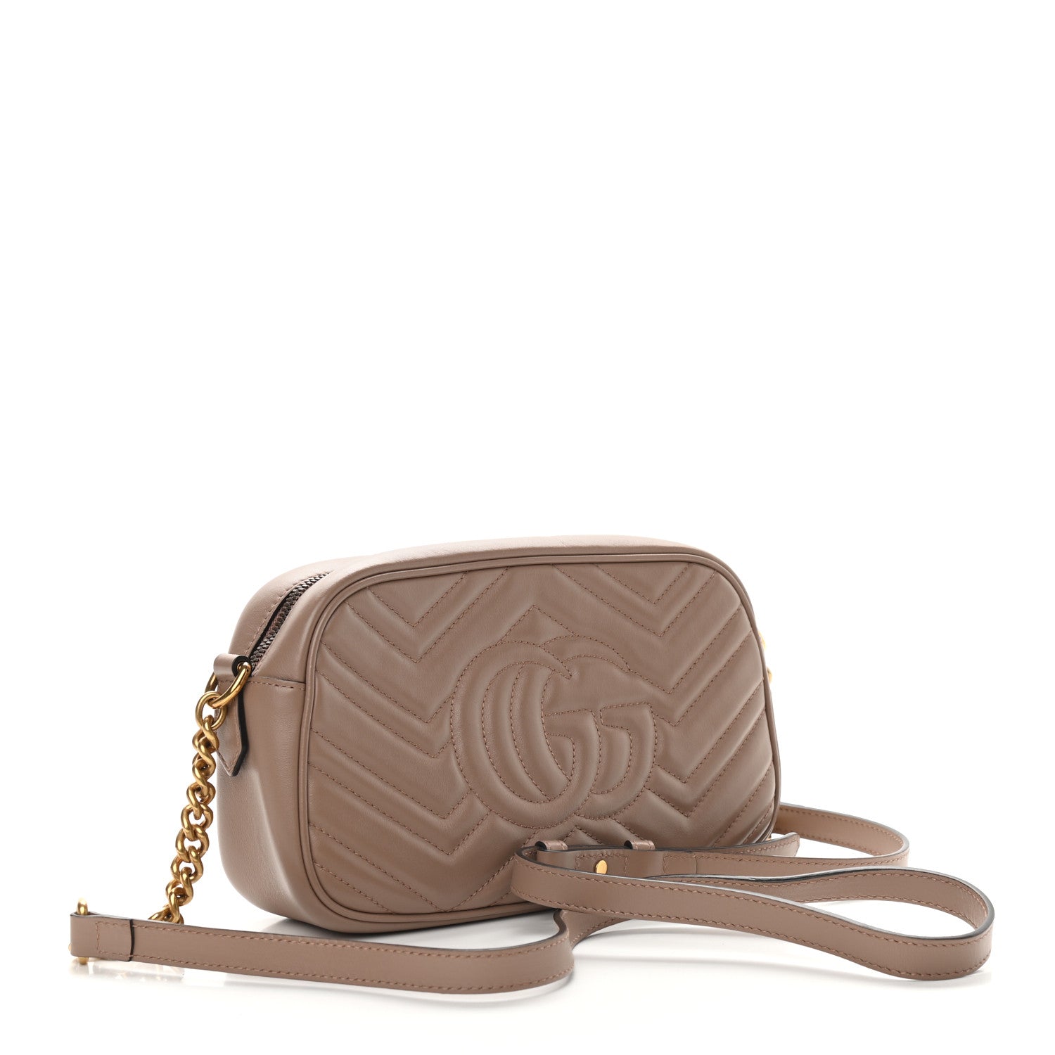 Gucci Calfskin Matelasse Small GG Marmont Chain Shoulder Bag Porcelain Rose 3 of 9