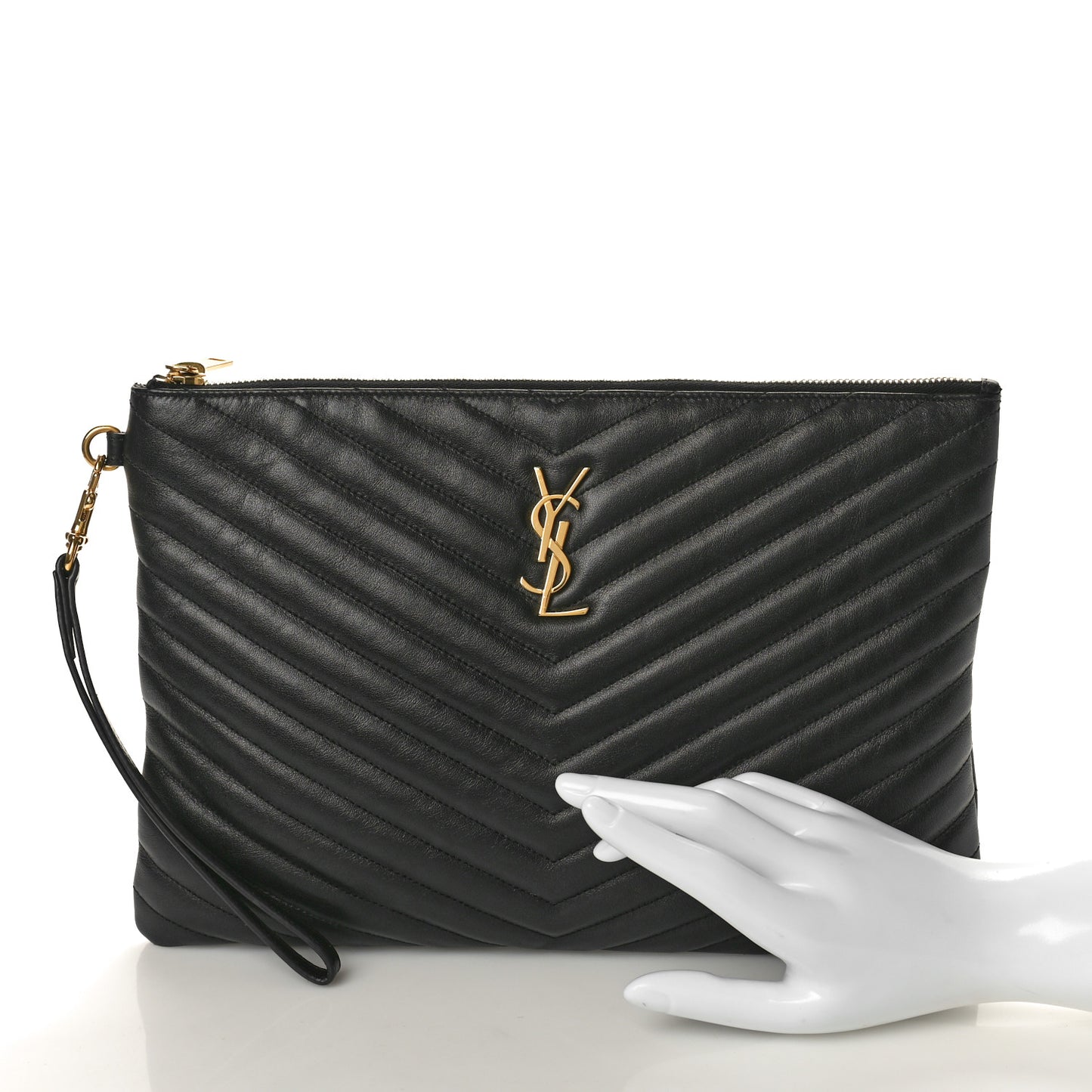 Calfskin Matelasse Monogram Cassandre Tablet Pouch Black