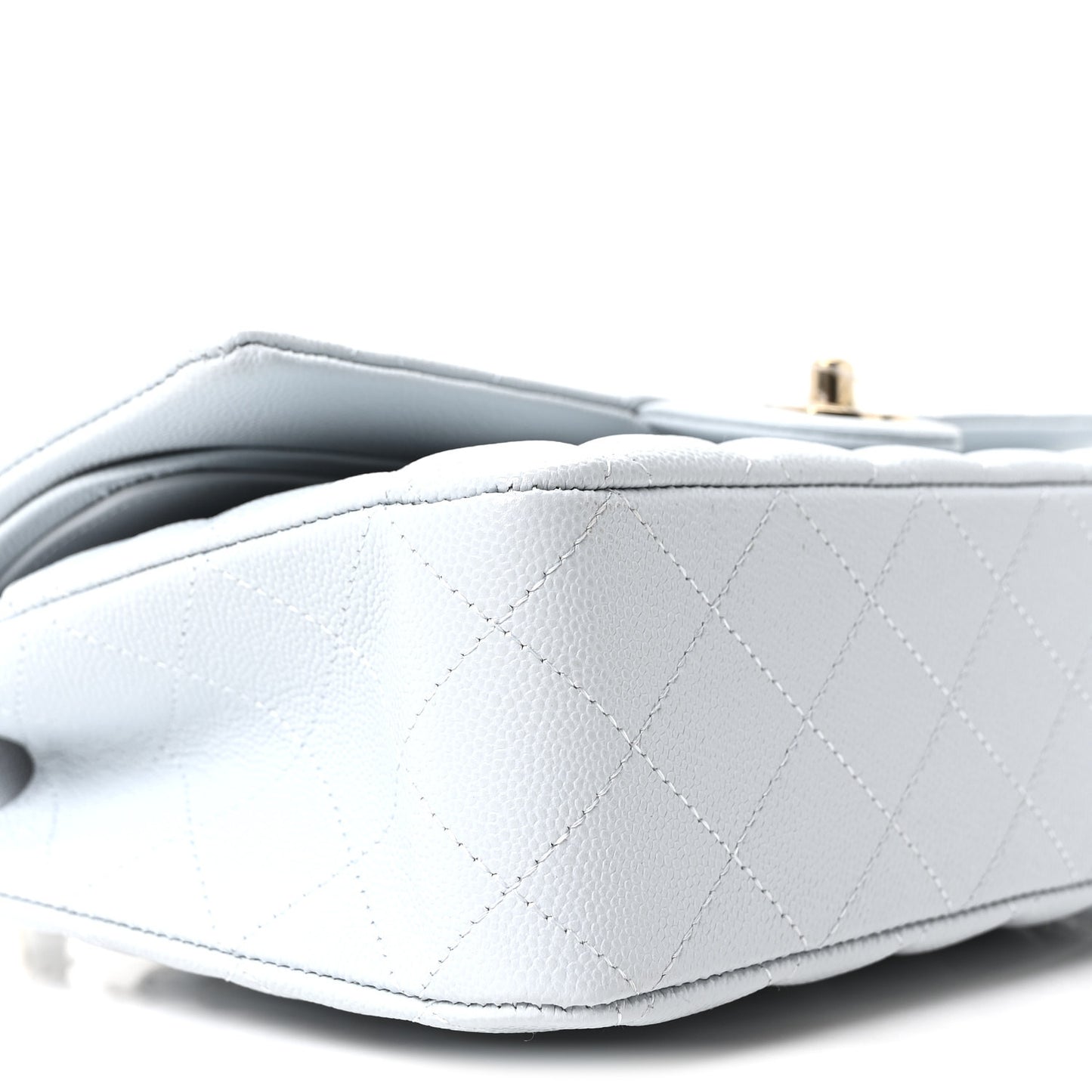 Caviar Quilted Medium Double Flap Light Blue