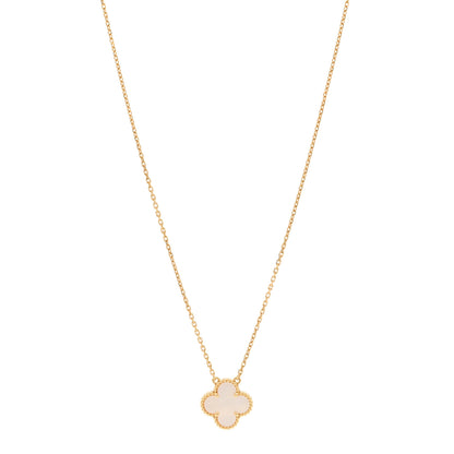 Van Cleef & Arpels 18K Yellow Gold Mother of Pearl Vintage Alhambra Pendant Necklace 1 of 6