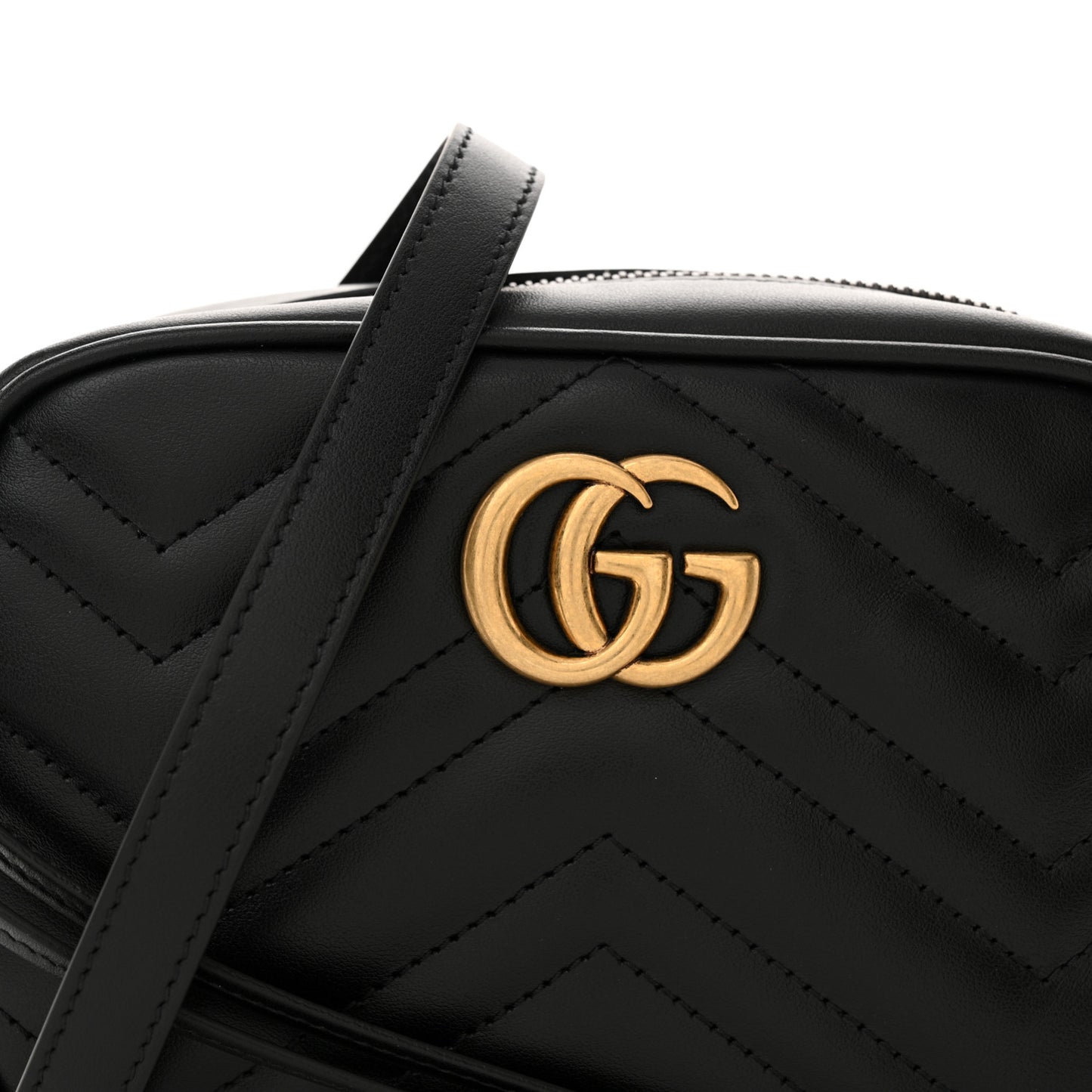 Calfskin Matelasse Mini GG Marmont Chain Shoulder Bag Black