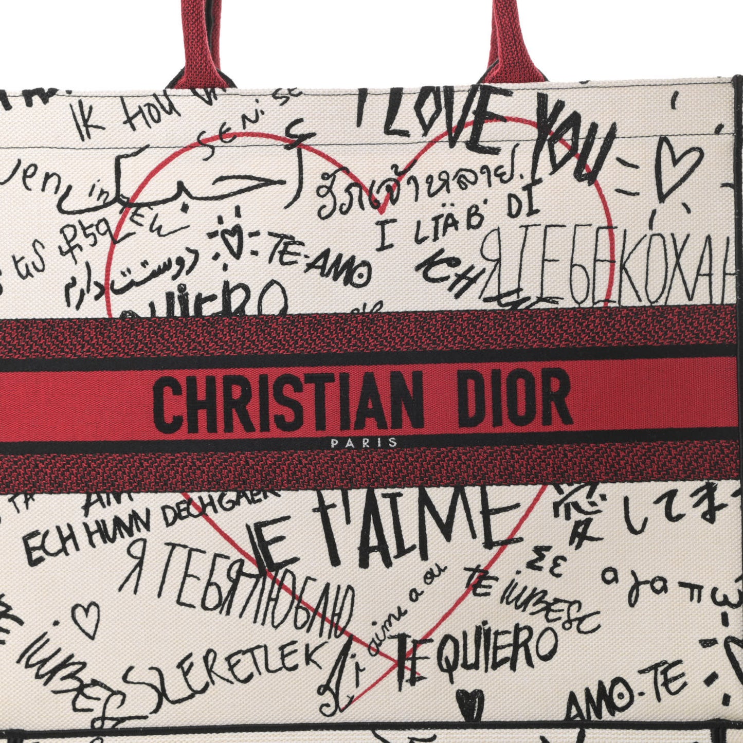 Canvas Embroidered Dioramour Graffiti Book Tote Latte Multicolor