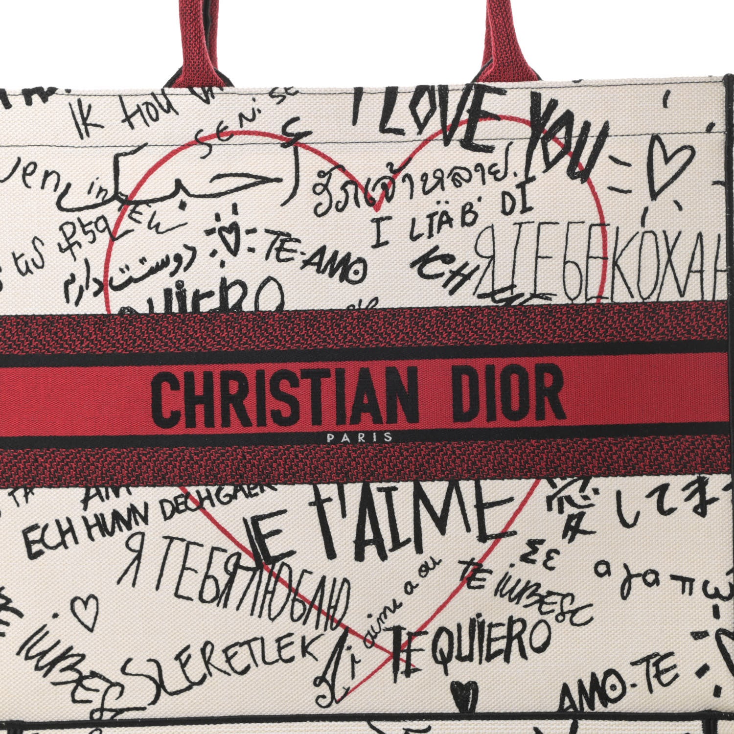 Christian Dior Canvas Embroidered Dioramour Graffiti Book Tote Latte Multicolor 8 of 11