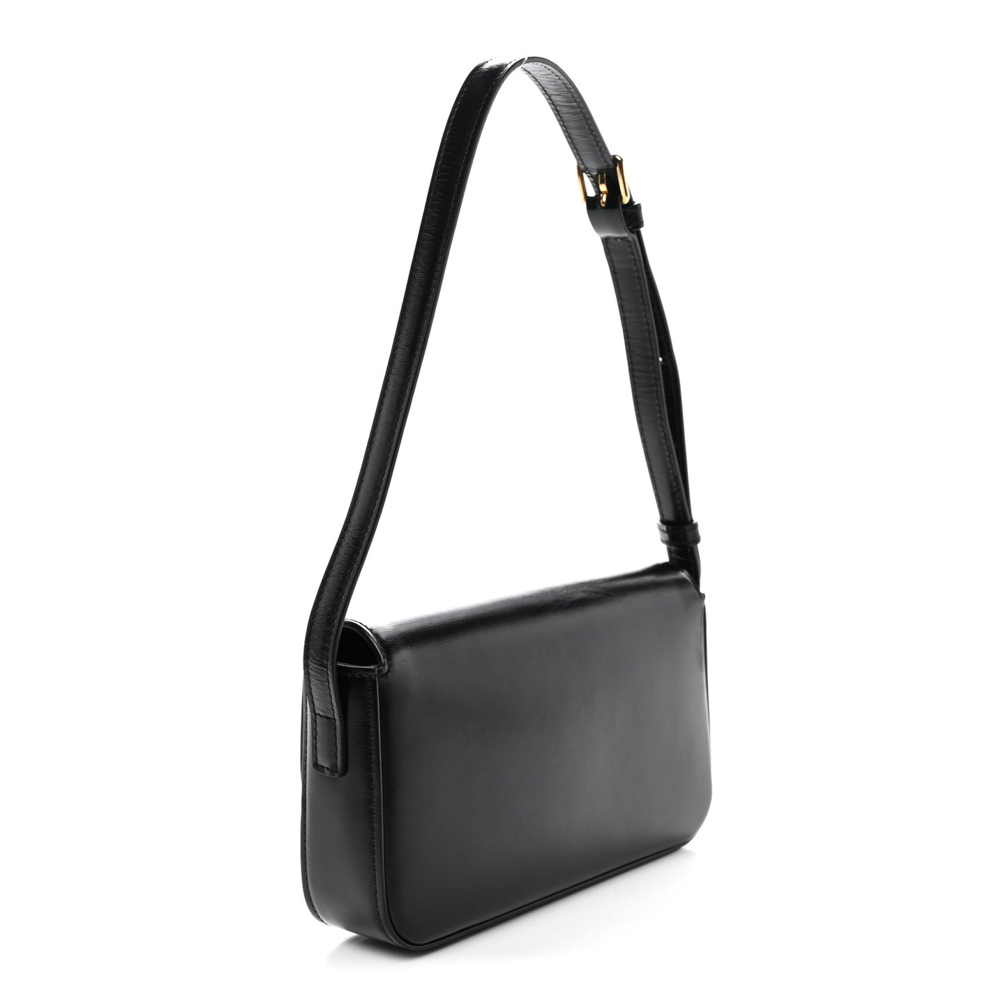 Shiny Calfskin Triomphe Shoulder Bag Black
