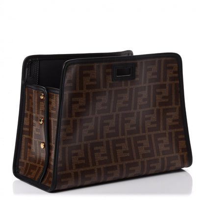 Fendi Glazed Fabric Vitello Century FF 1974 Stamp Patch Mini Peekaboo Defender Cover Mogano Panna Black 2 of 4