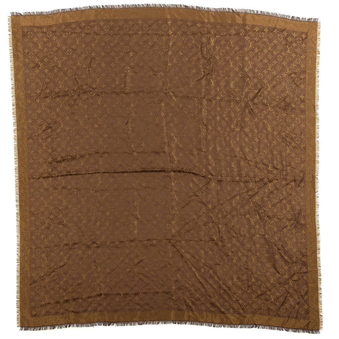 Louis Vuitton Silk Lurex Wool Monogram Shine Shawl Marron 1 of 3