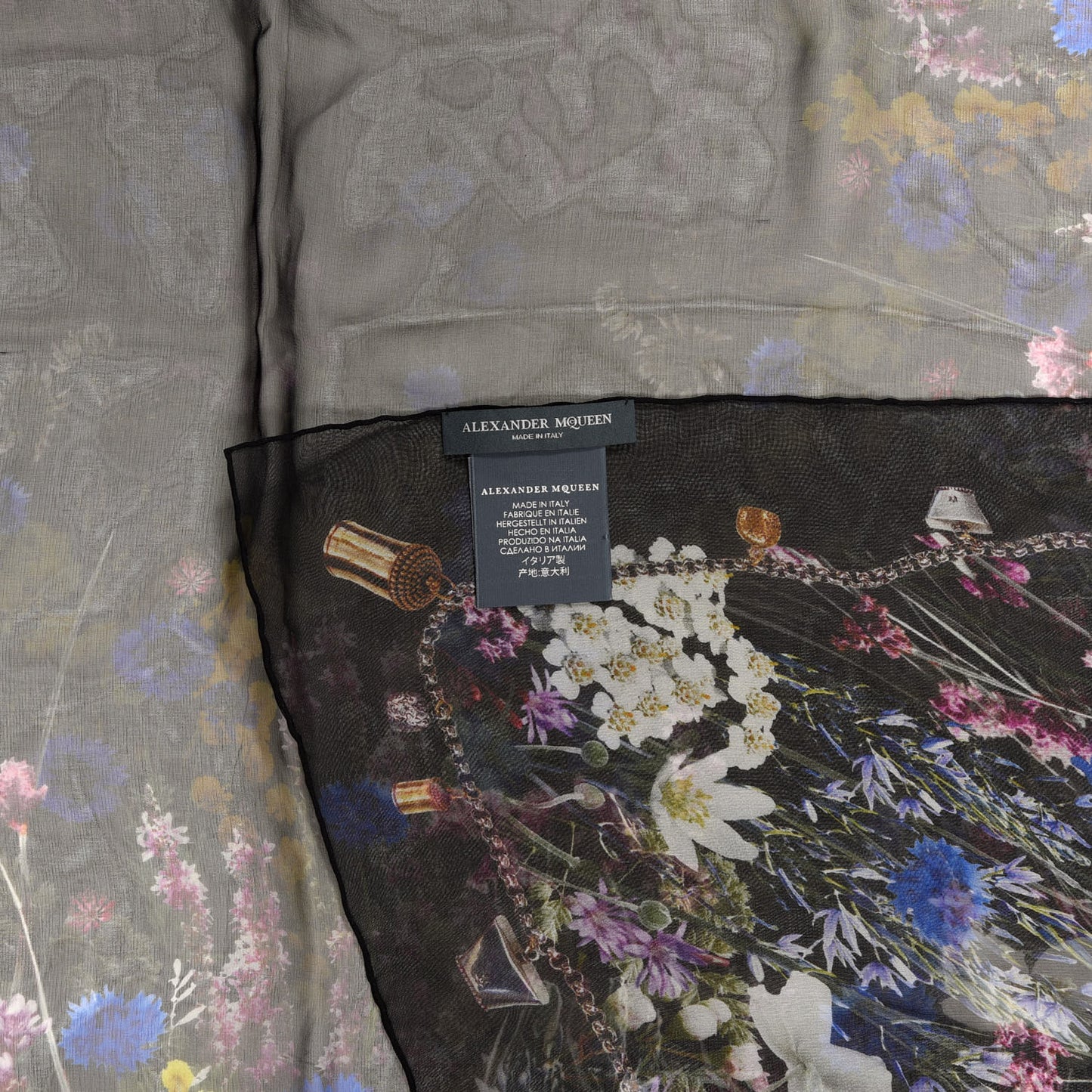 Silk Floral Scarf Multicolor