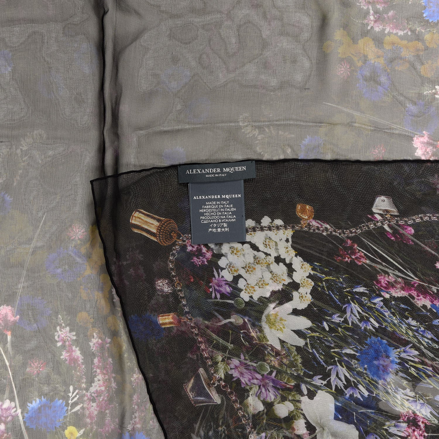 Alexander McQueen Silk Floral Scarf Multicolor 3 of 3