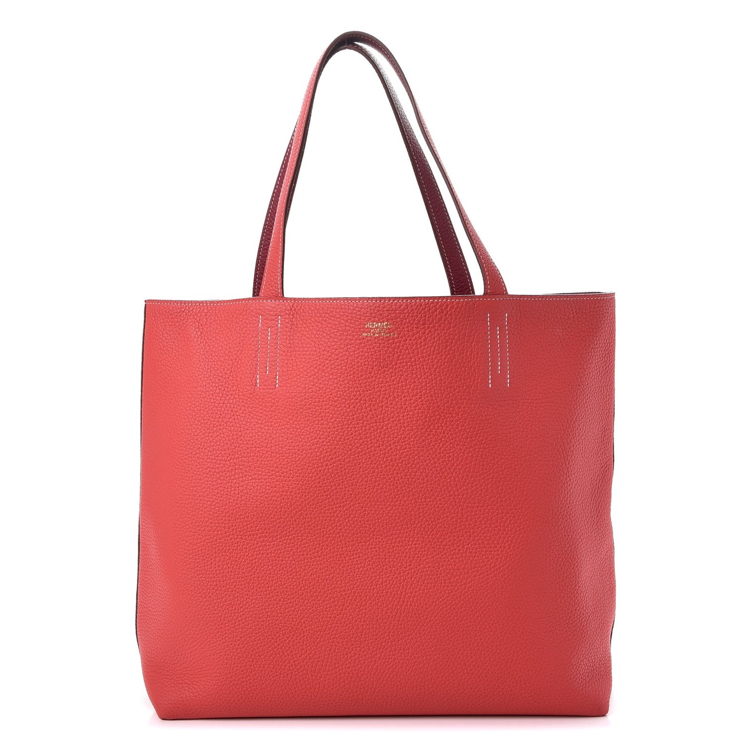 Taurillon Clemence Double Sens 45 Reversible Tote Rubis Bougainvillea