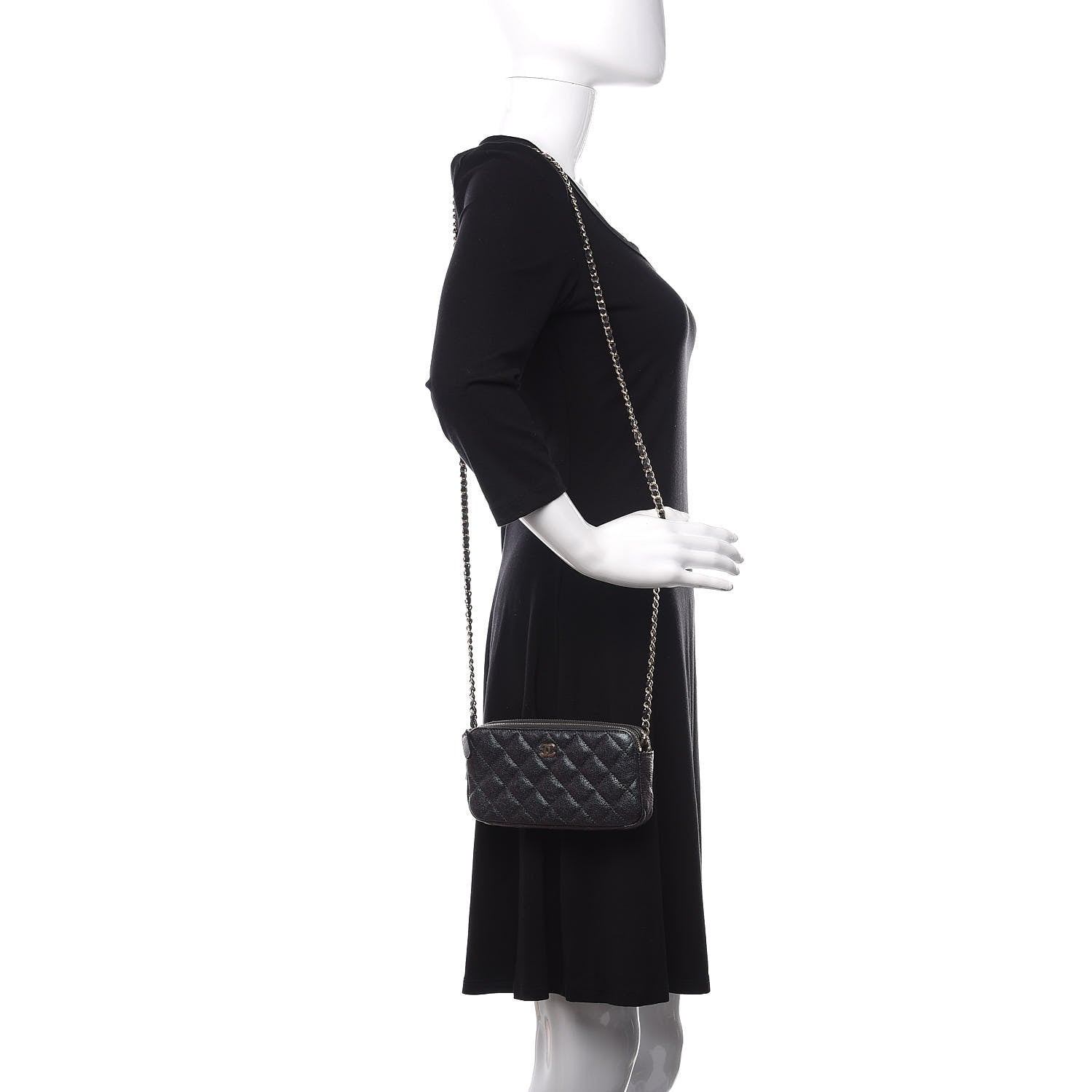 Chanel Iridescent Caviar Quilted Clutch With Chain Black 2 of 11