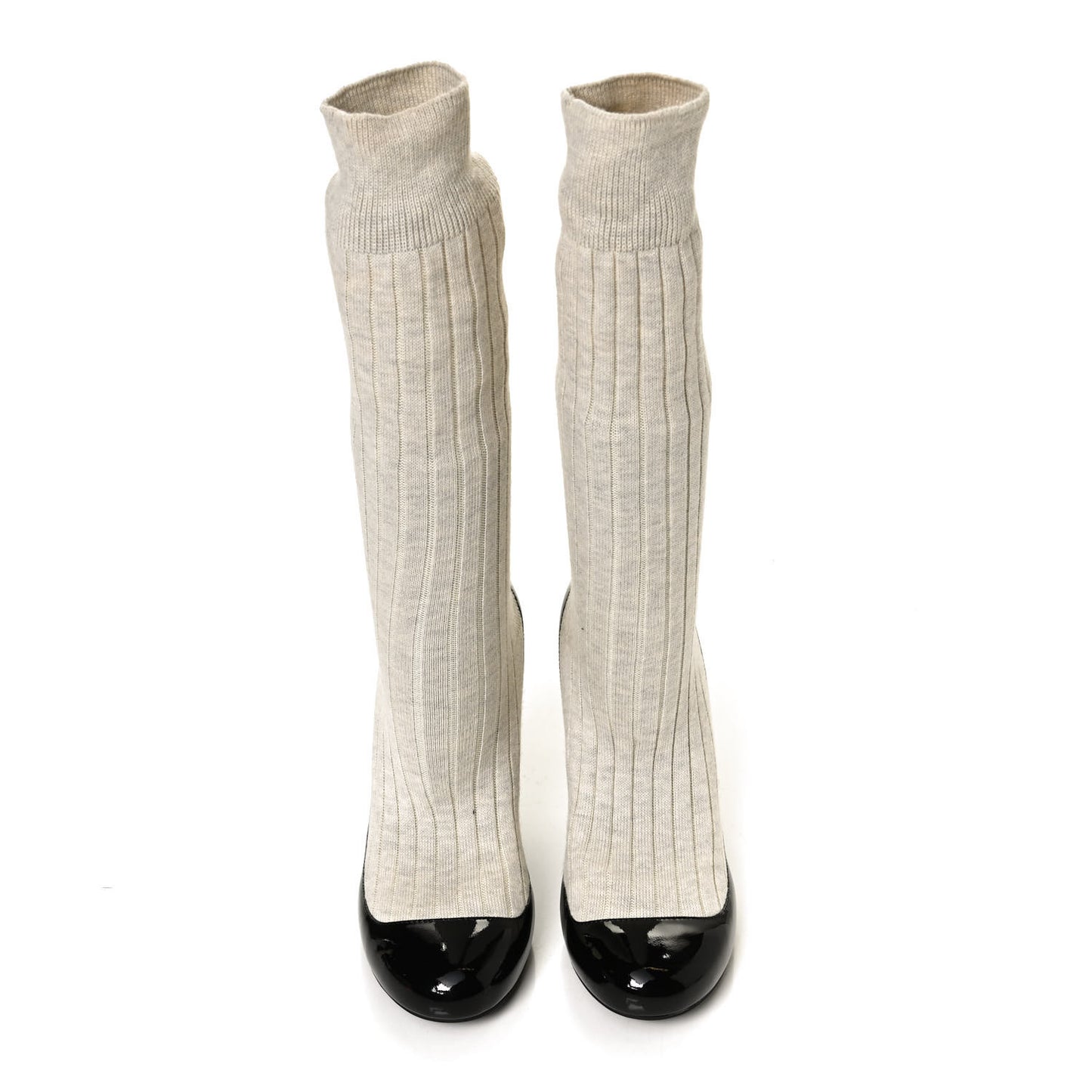 Patent Sock Boots 39.5 Black White