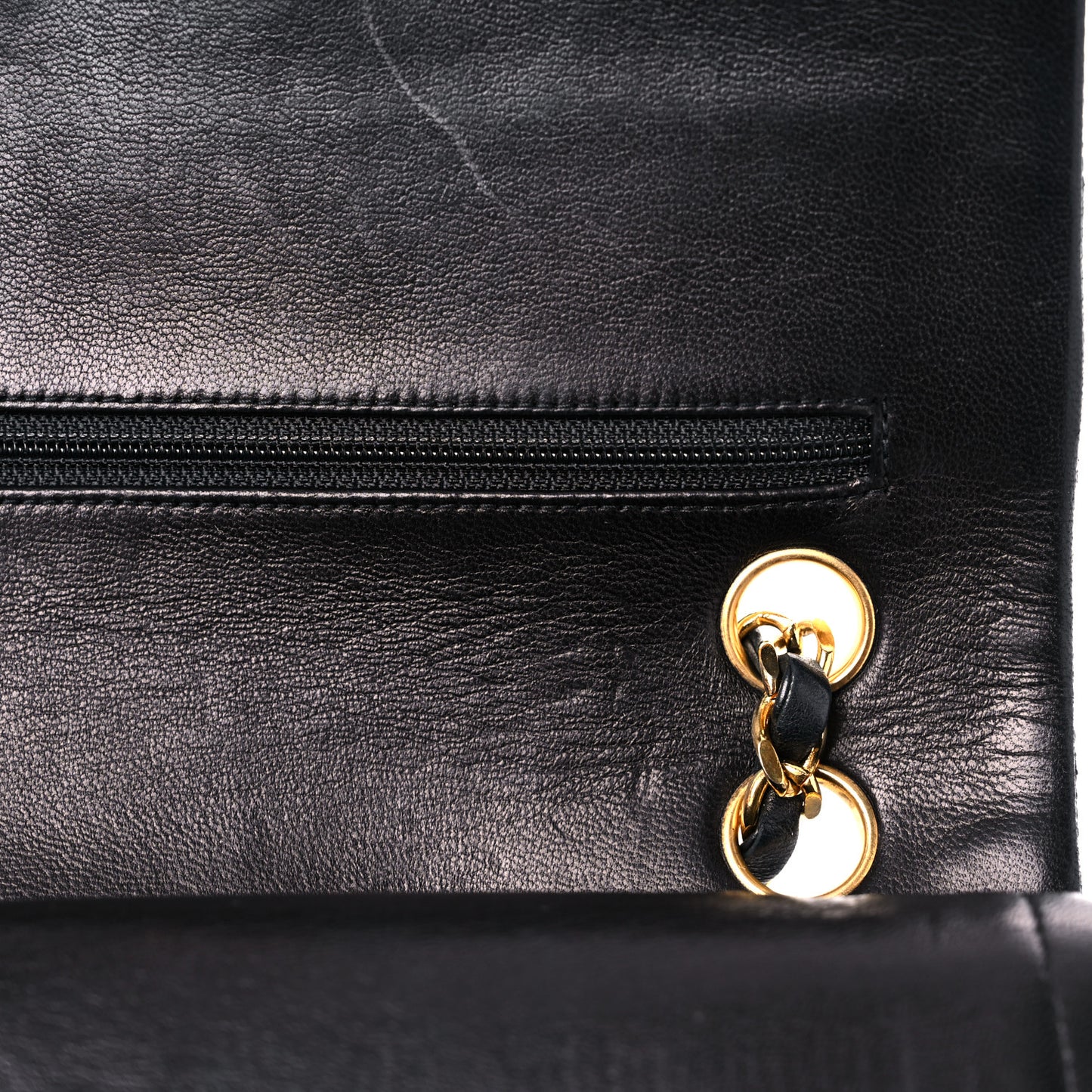 Lambskin Quilted Small Double Flap Black