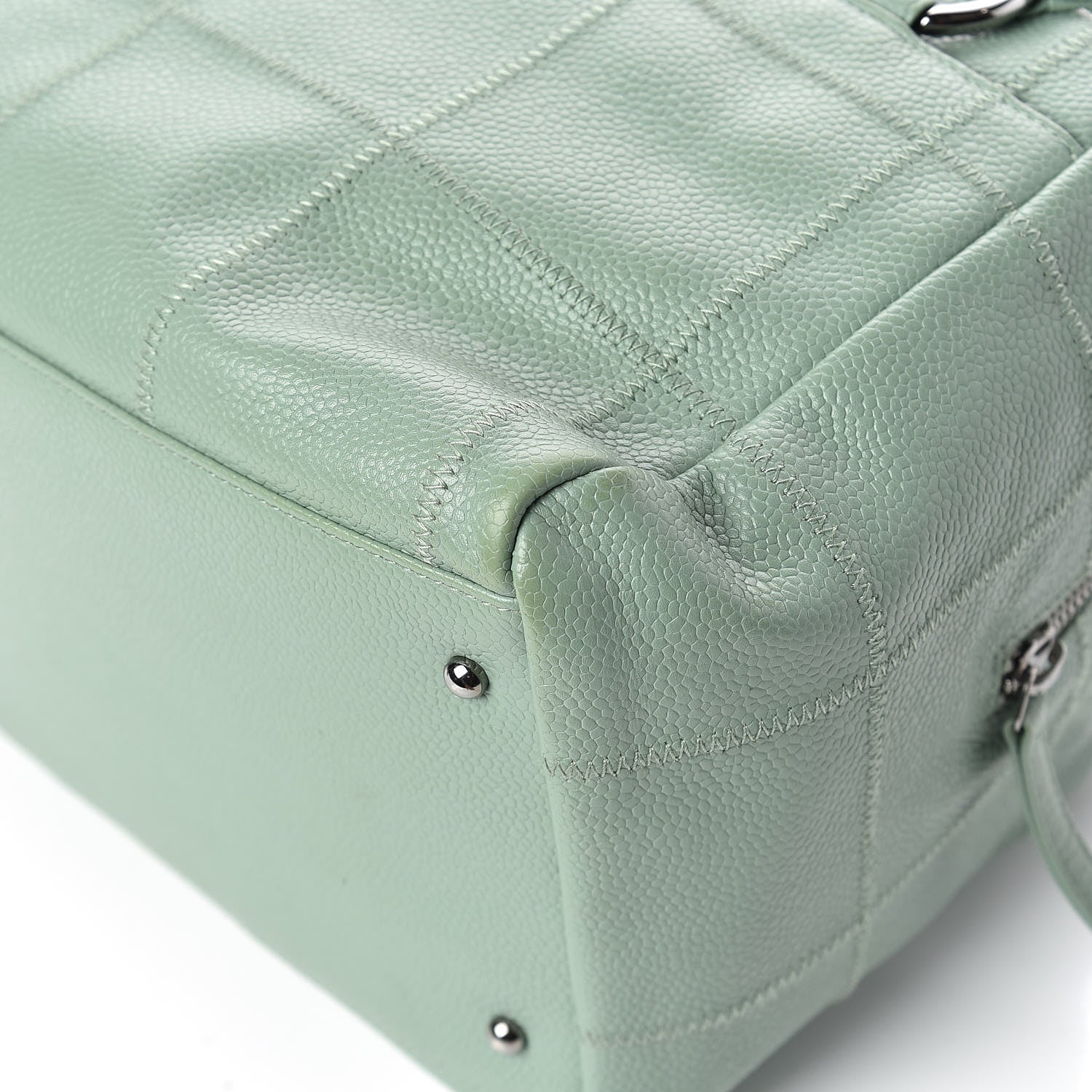 Chanel Caviar Square Stitched Small Bowler Light Green 12 of 13