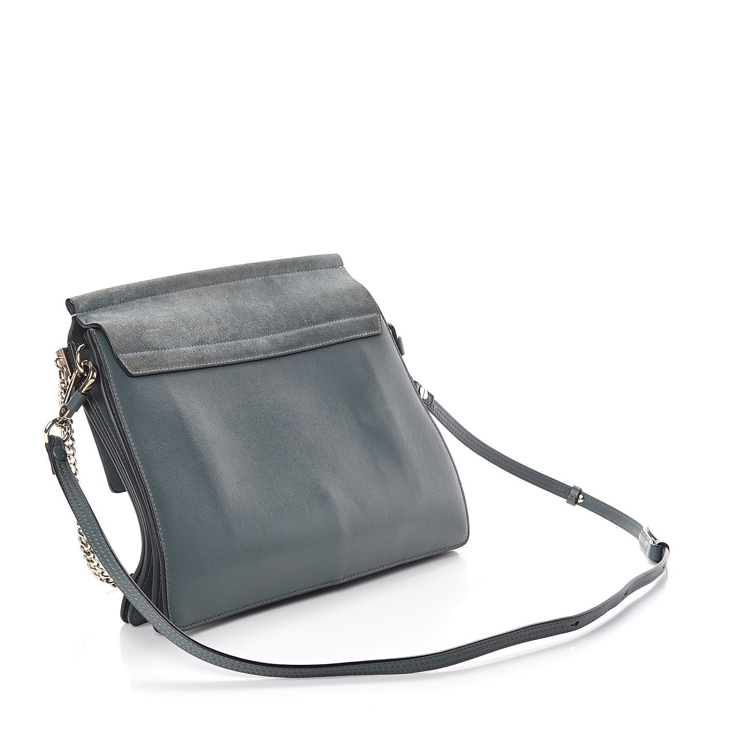 Chloe Suede Calfskin Medium Faye Shoulder Bag Cloudy Blue 3 of 9