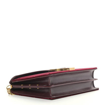 Saint Laurent Velvet Monogram Cassandra Clasp Bag Burgundy 4 of 12