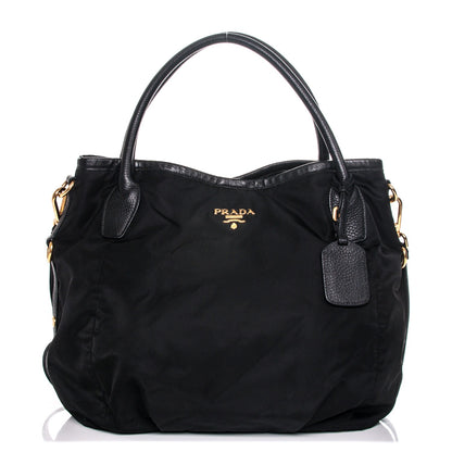 Prada Tessuto Nylon Vitello Daino Tote Nero Black 1 of 8