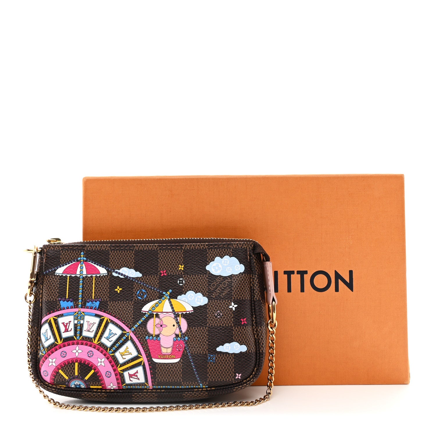 Louis Vuitton Damier Ebene 2020 Christmas Animation Big Wheel Mini Pochette Accessories Rose Ballerine 8 of 8