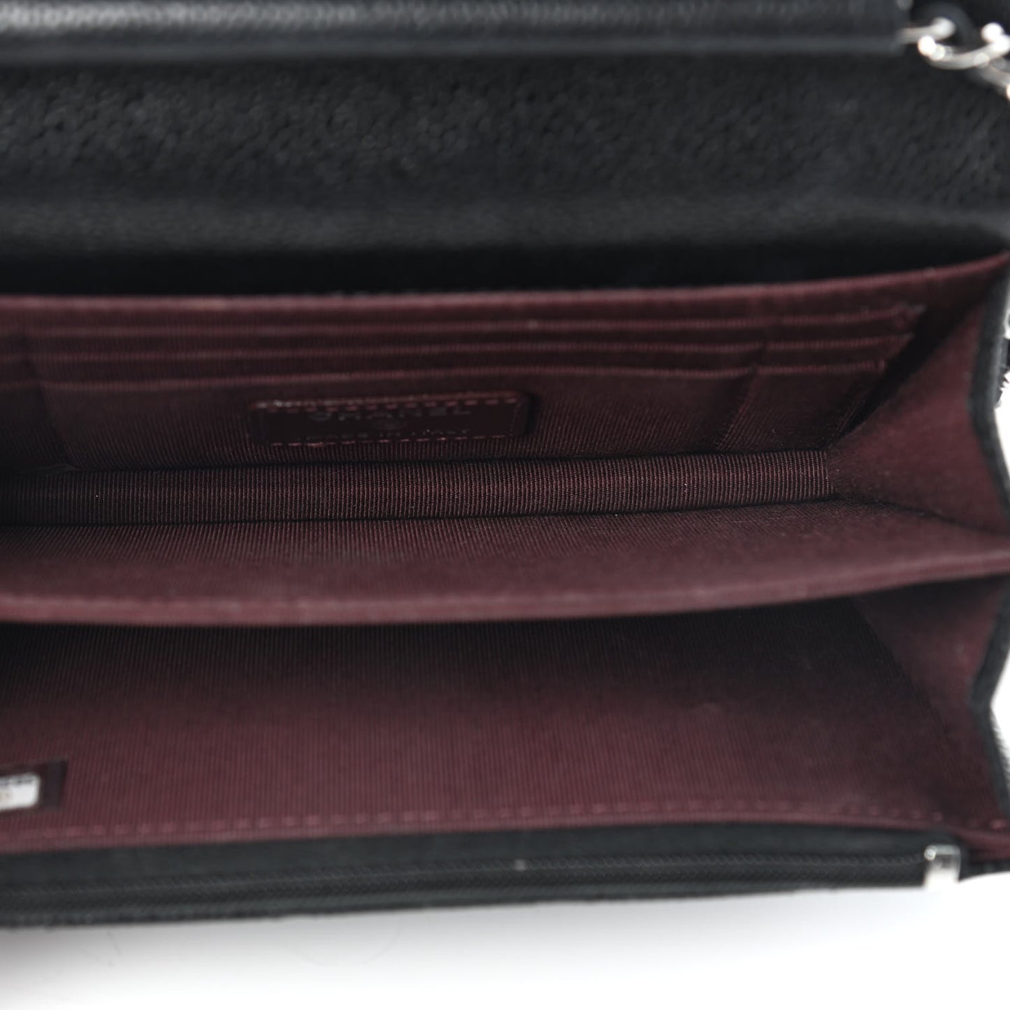 Caviar Quilted Mini Wallet On Chain WOC Black