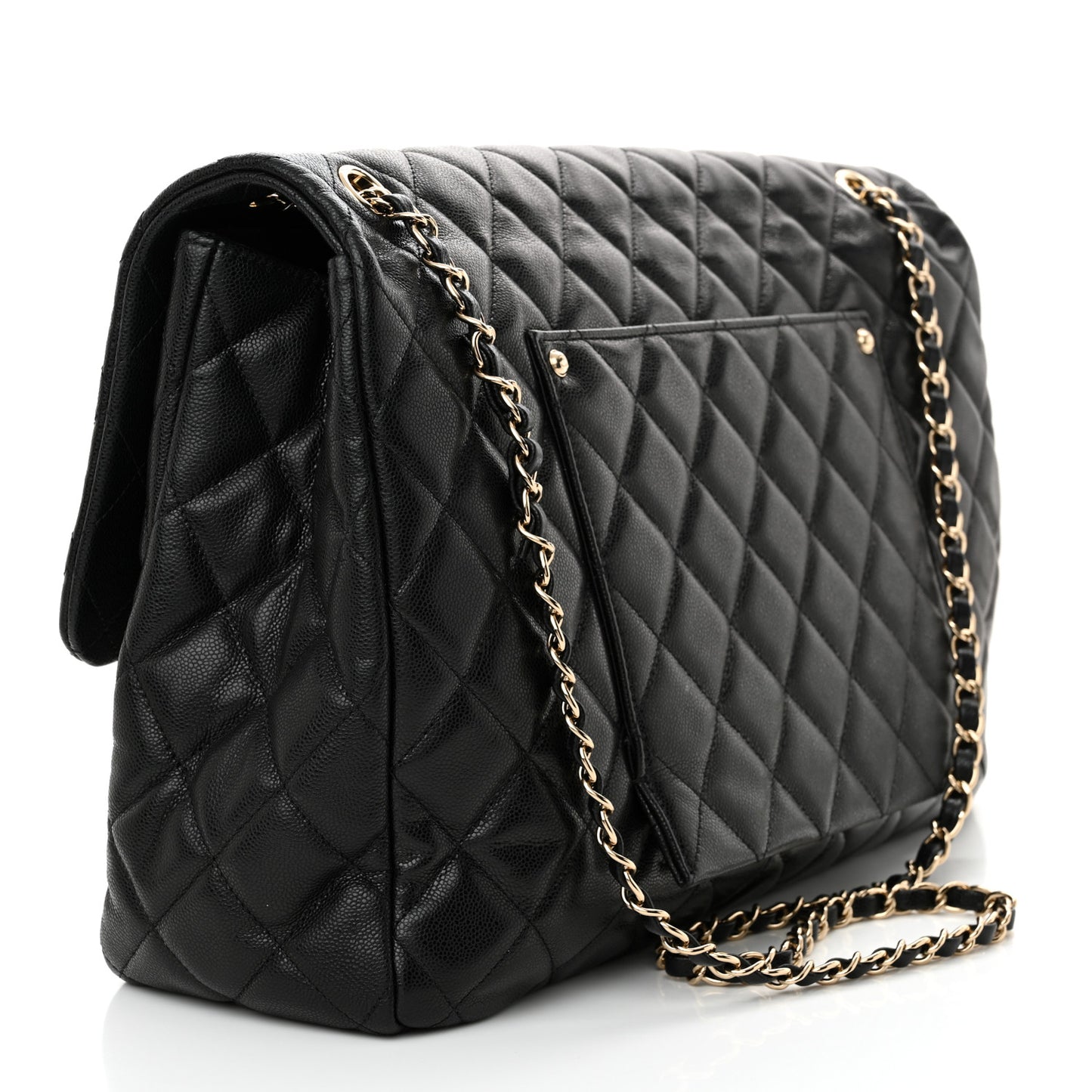 Caviar Quilted XXL Travel Flap Bag Black