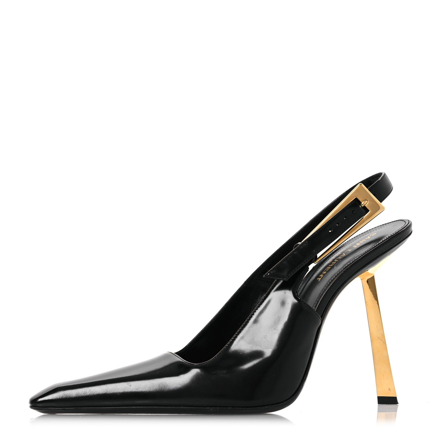 Saint Laurent Glazed Calfskin Lee Slingback Pumps 41 Black 1 of 14