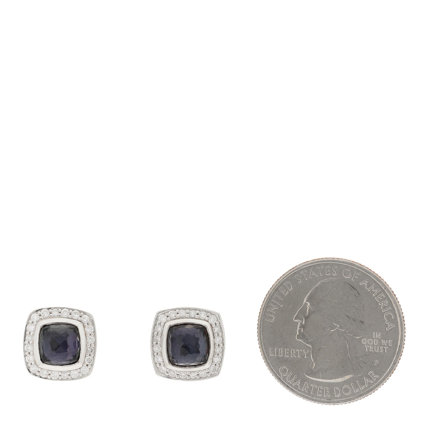 David Yurman Sterling Silver Diamond Black Orchid 5mm Albion Earrings 2 of 4