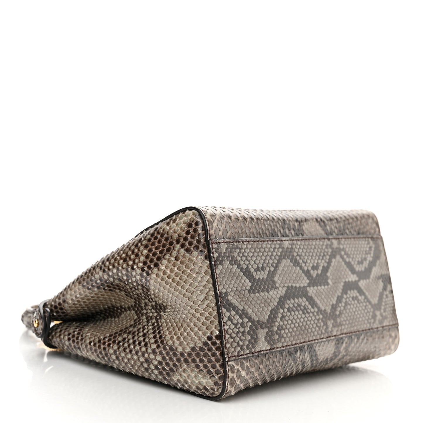 Snakeskin Camoscio Mini Peekaboo Iconic Satchel Asfalto Nocciola