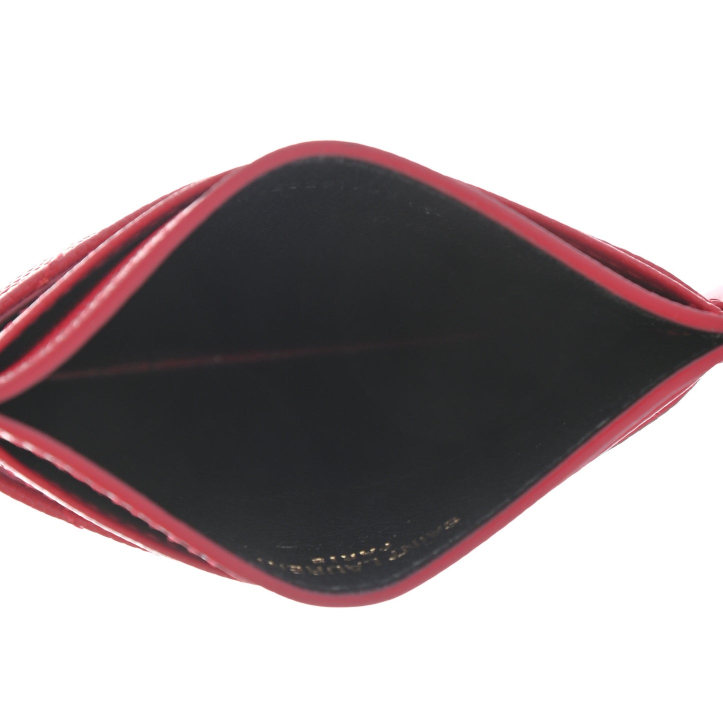Grain De Poudre Matelasse Chevron Monogram Credit Card Case New Red