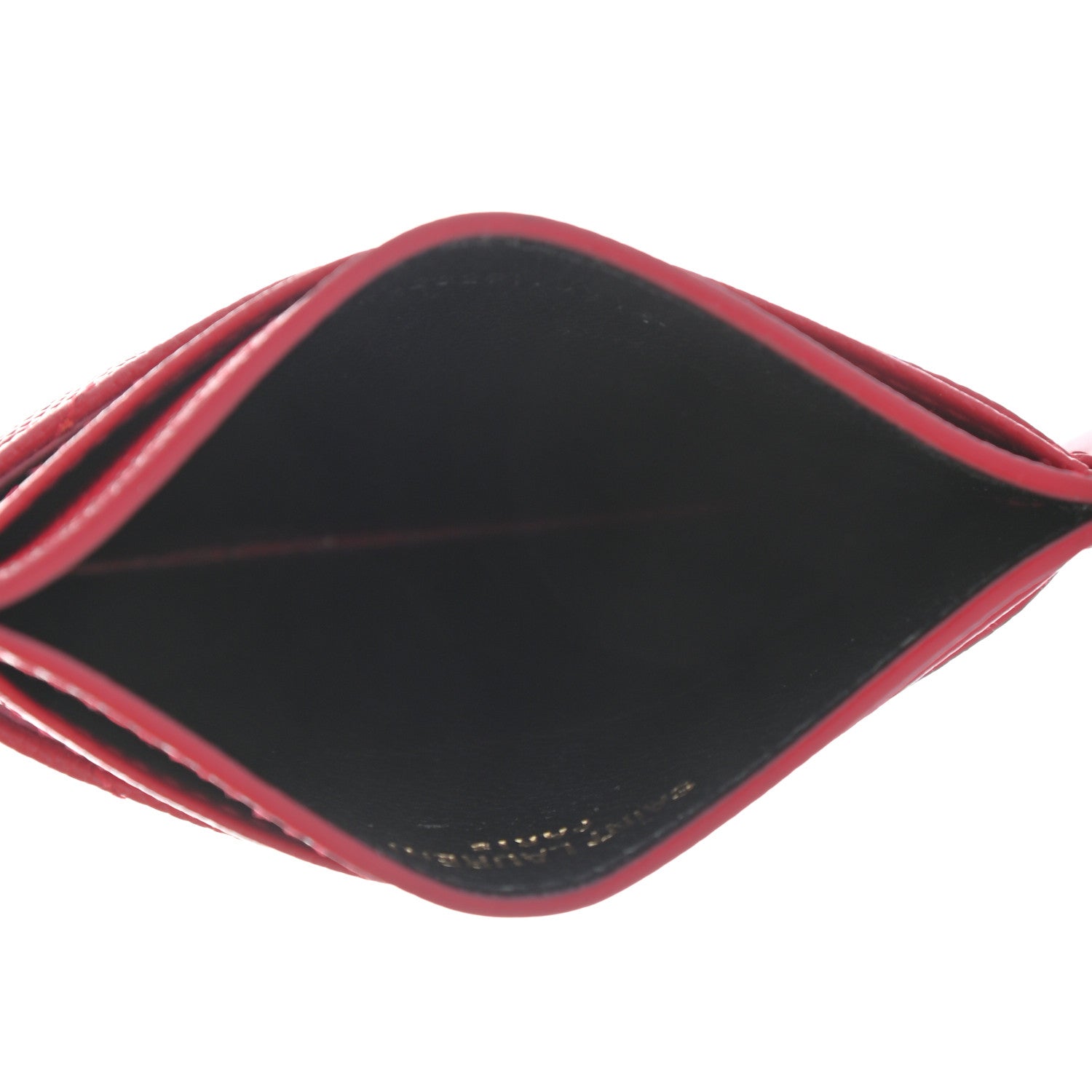 Saint Laurent Grain De Poudre Matelasse Chevron Monogram Credit Card Case New Red 5 of 9