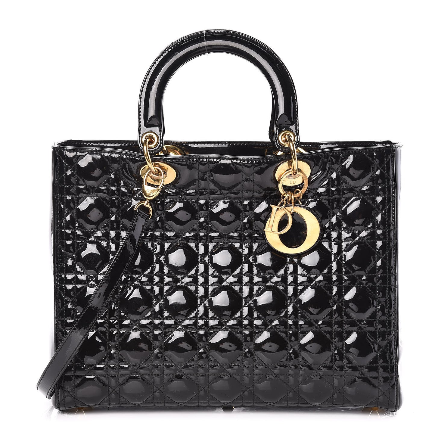 Patent Cannage Large Lady Dior Black