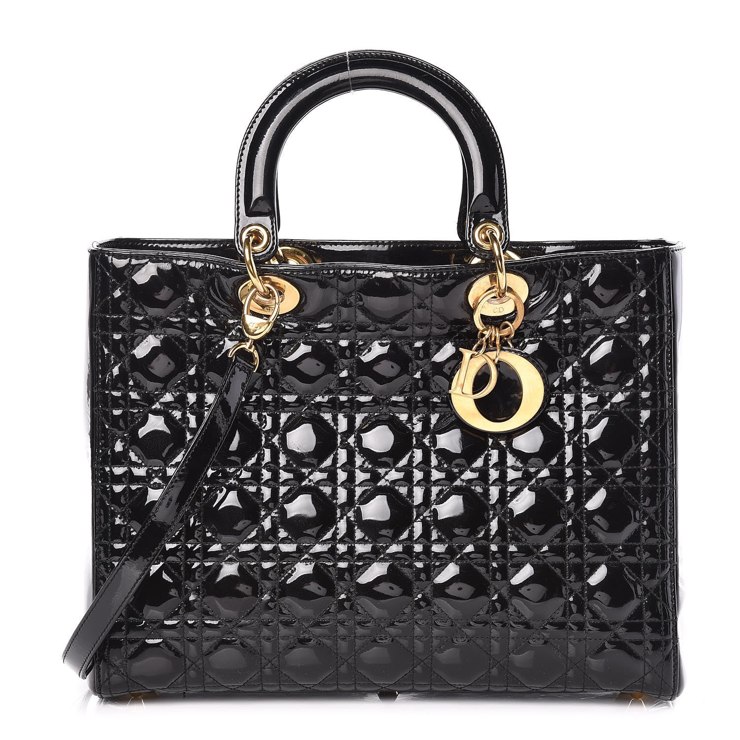 Christian Dior Patent Cannage Large Lady Dior Black 1 of 14