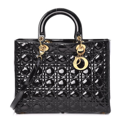 Christian Dior Patent Cannage Large Lady Dior Black 1 of 14