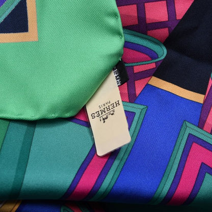 Hermes Silk Bouquets Sellier Scarf 90 Vert Vif Vert Fuchsia 6 of 7