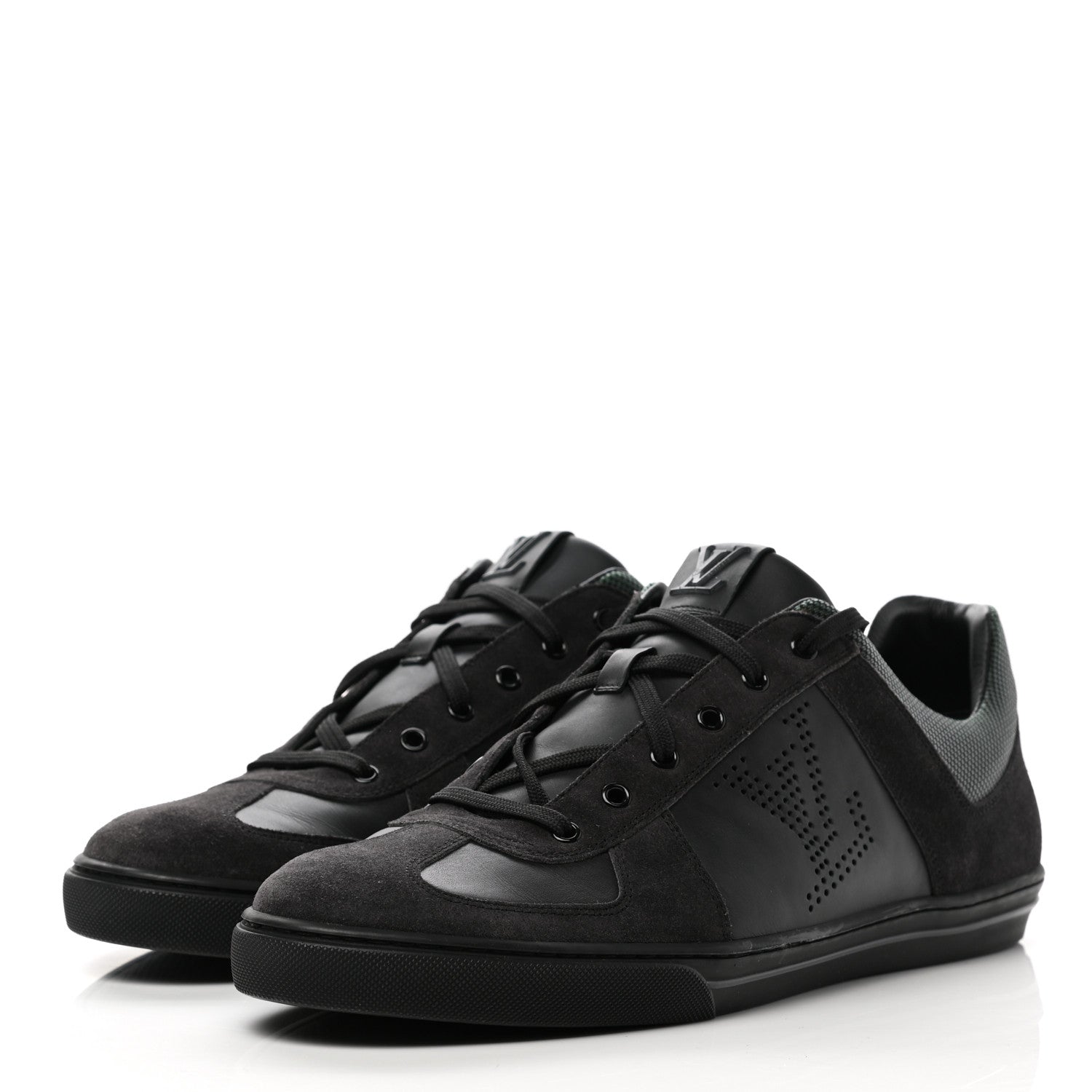 Louis Vuitton Suede Calfskin Dream On Low Top Sneakers 9 Black Green 3 of 12