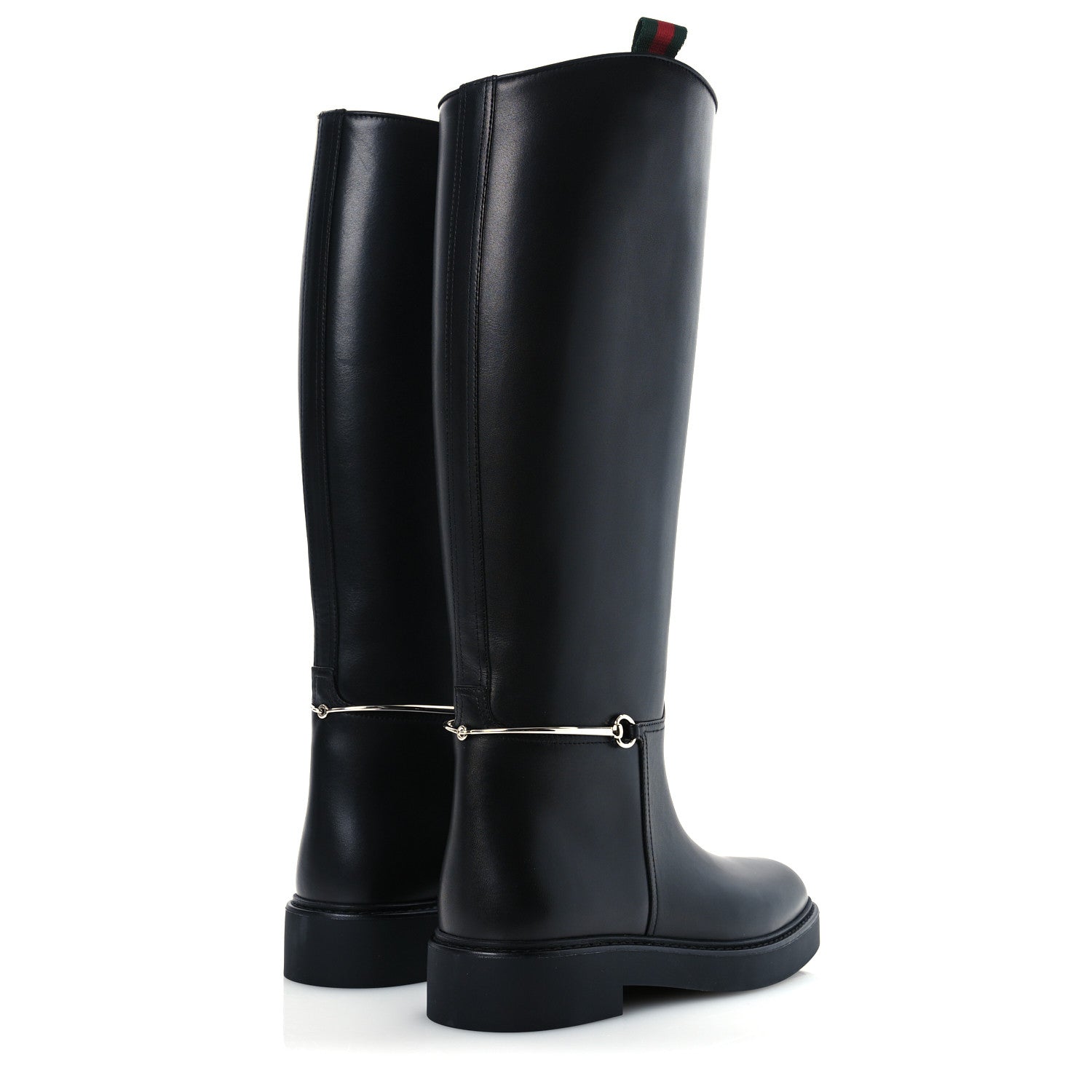 Gucci Shiny Calfskin Michelangelo Slim Horsebit Riding Boots 38 Black 5 of 11