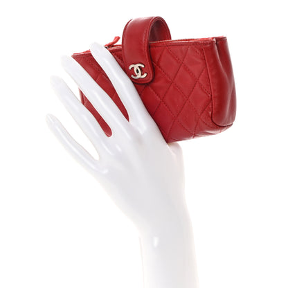 Chanel Lambskin Quilted Mini Phone Holder Clutch Red 2 of 13
