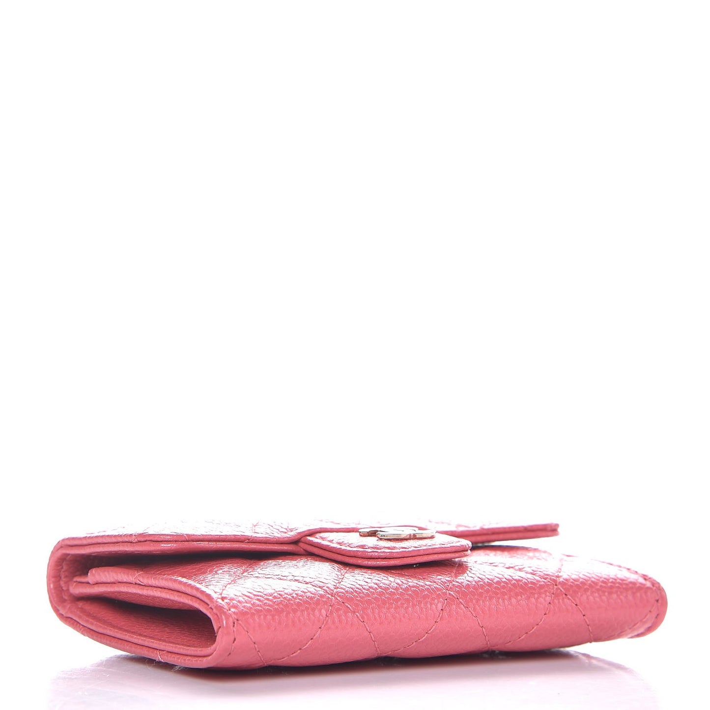 Caviar Quilted Flap Card Holder Pink