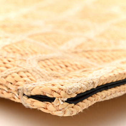 Valentino Garavani Raffia Toile Iconographe Vlogo Pouch Beige 8 of 8