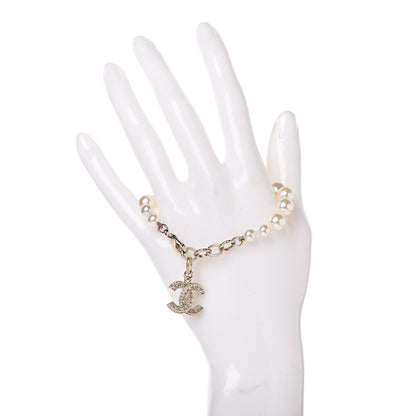 Chanel Pearl Crystal CC Bracelet Gold 2 of 5
