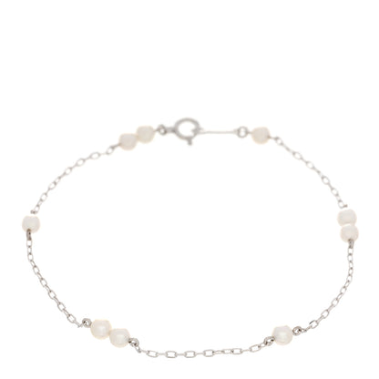Mikimoto 18K White Gold 3.5-3.7mm Akoya Pearl Station Bracelet 1 of 3