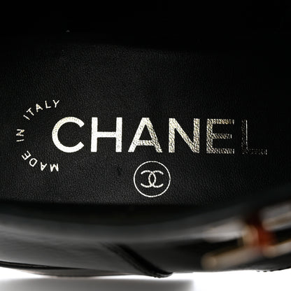Chanel Crumpled Lambskin Shiny Calfskin Combat Boots 38 Black 7 of 9