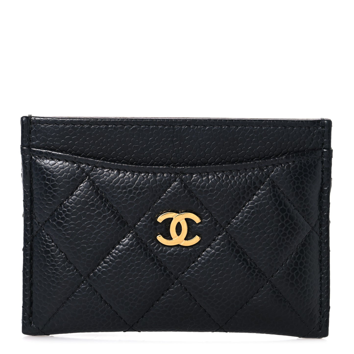 Caviar Quilted Card Holder Black