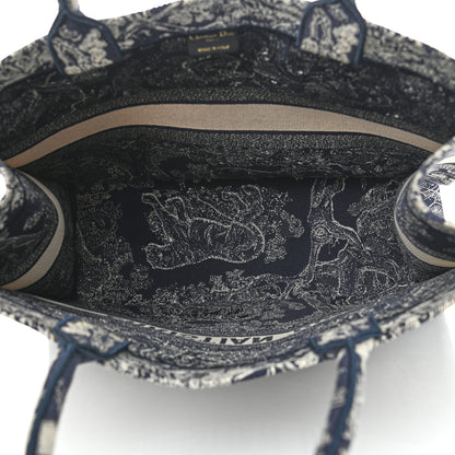 Christian Dior Canvas Embroidered Large Toile De Jouy Reverse Book Tote Blue 5 of 10