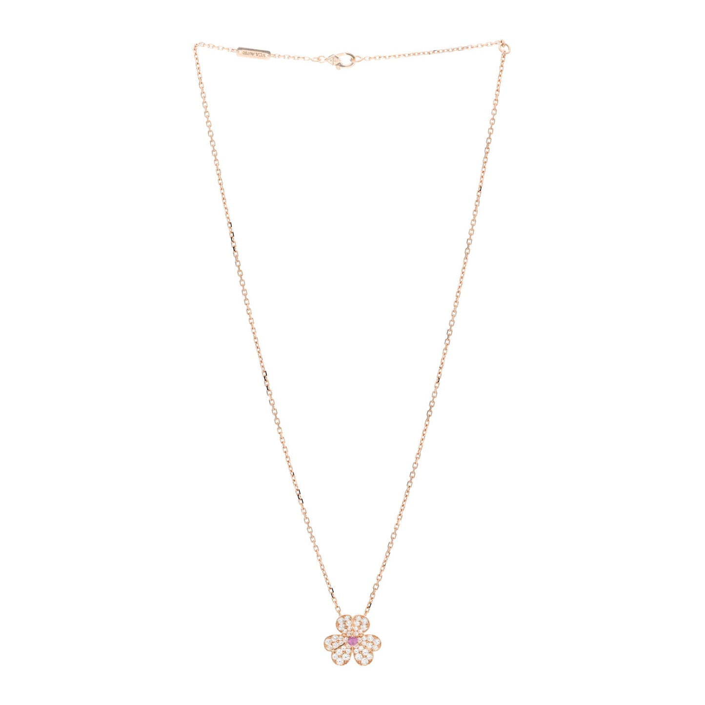 18K Rose Gold Diamond Pink Sapphire Small Frivole Pendant Necklace