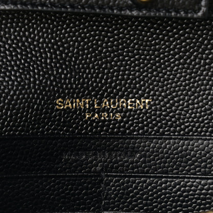 Saint Laurent Grain De Poudre Matelasse Chevron Monogram Chain Wallet Black 6 of 9