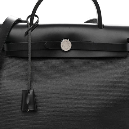 Hermes Toile H Berline Vache Hunter Herbag Zip PM 31 Black Ecru 9 of 14