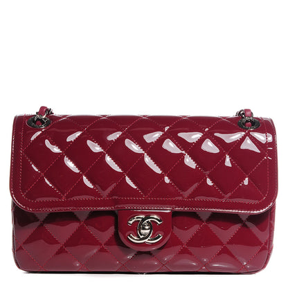Chanel Patent Quilted Large Coco Shine Flap Burgundy 1 of 8
